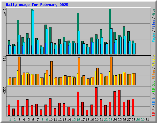 Daily usage for February 2025